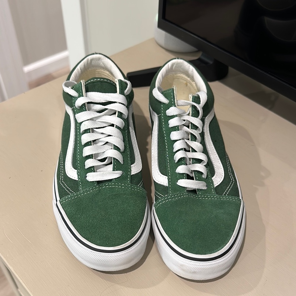 Vans Green and White Classic Sneakers